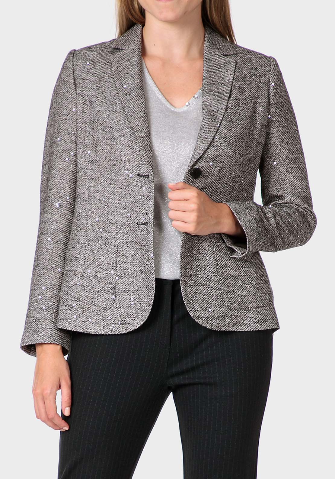 Punt Roma Sequins Blazer - Black 1 Shaws Department Stores