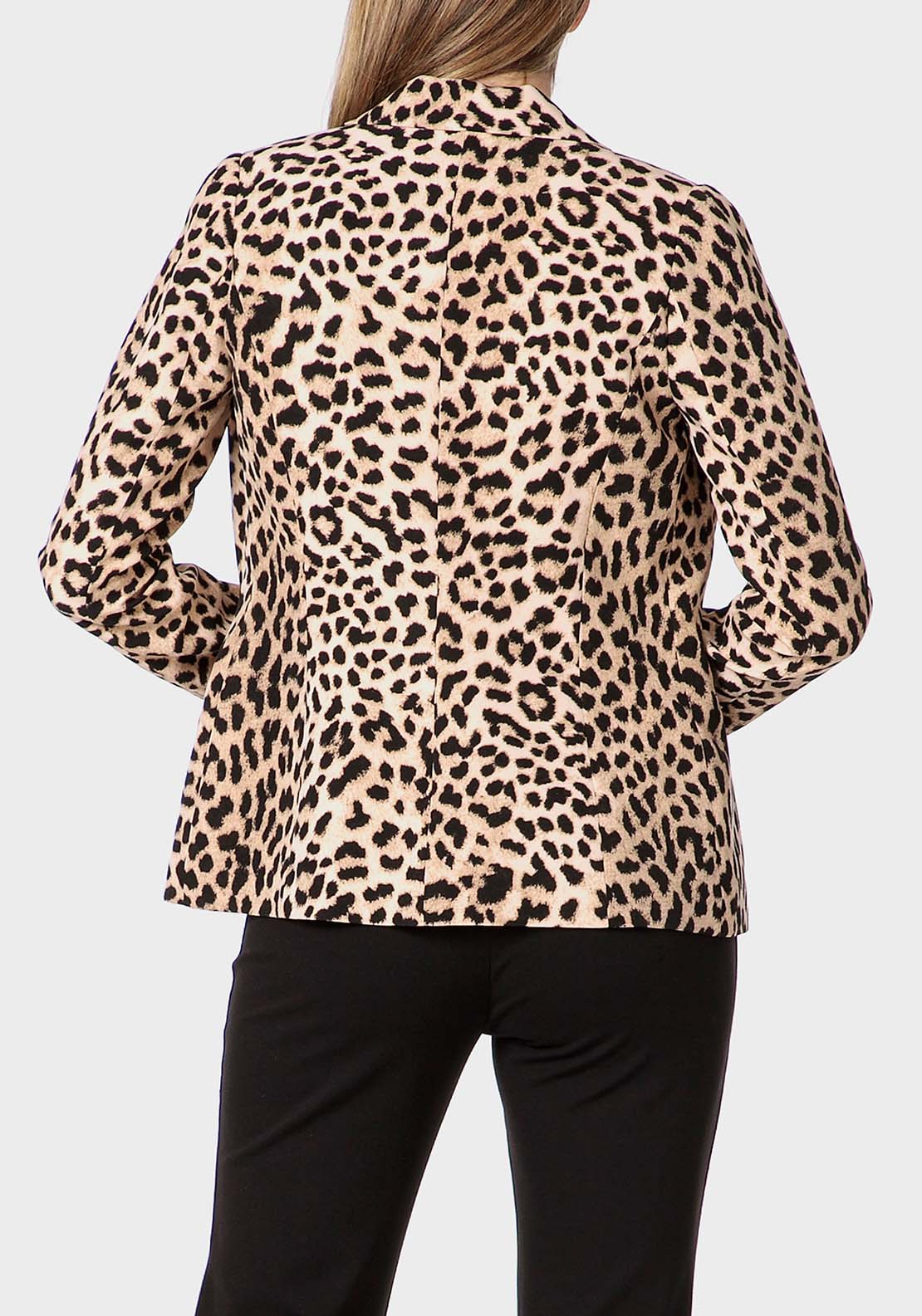Punt Roma Animal Print Blazer - Beige 2 Shaws Department Stores