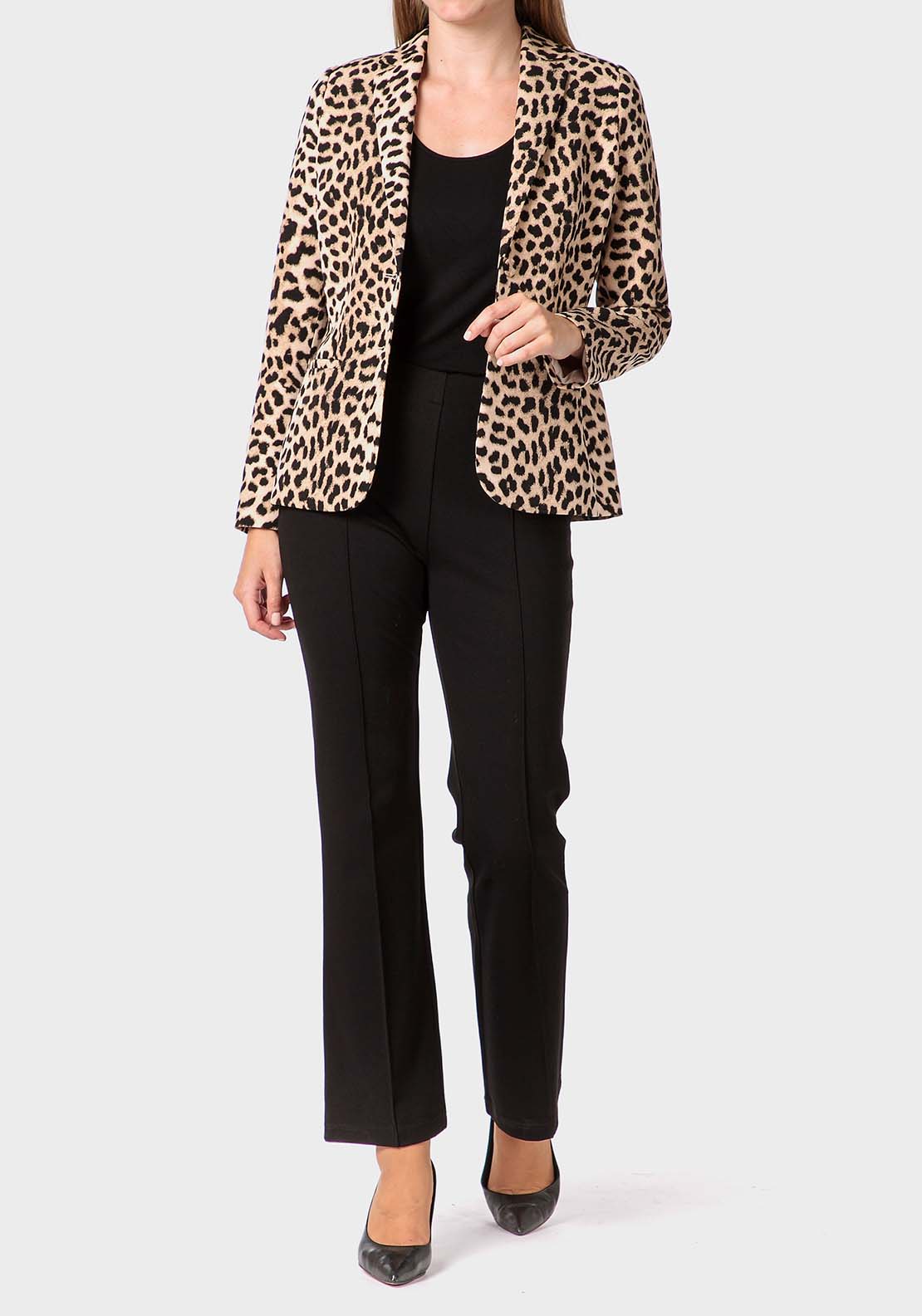 Punt Roma Animal Print Blazer - Beige 3 Shaws Department Stores