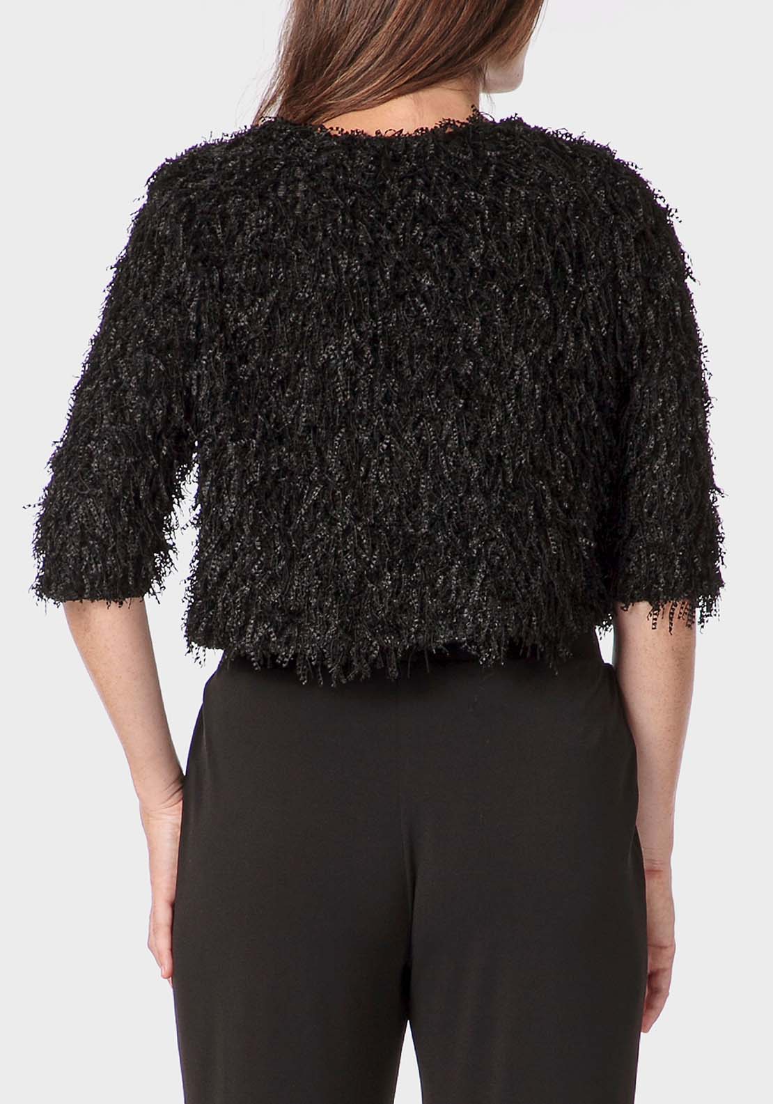 Punt Roma Fringes Jacket - Black 2 Shaws Department Stores