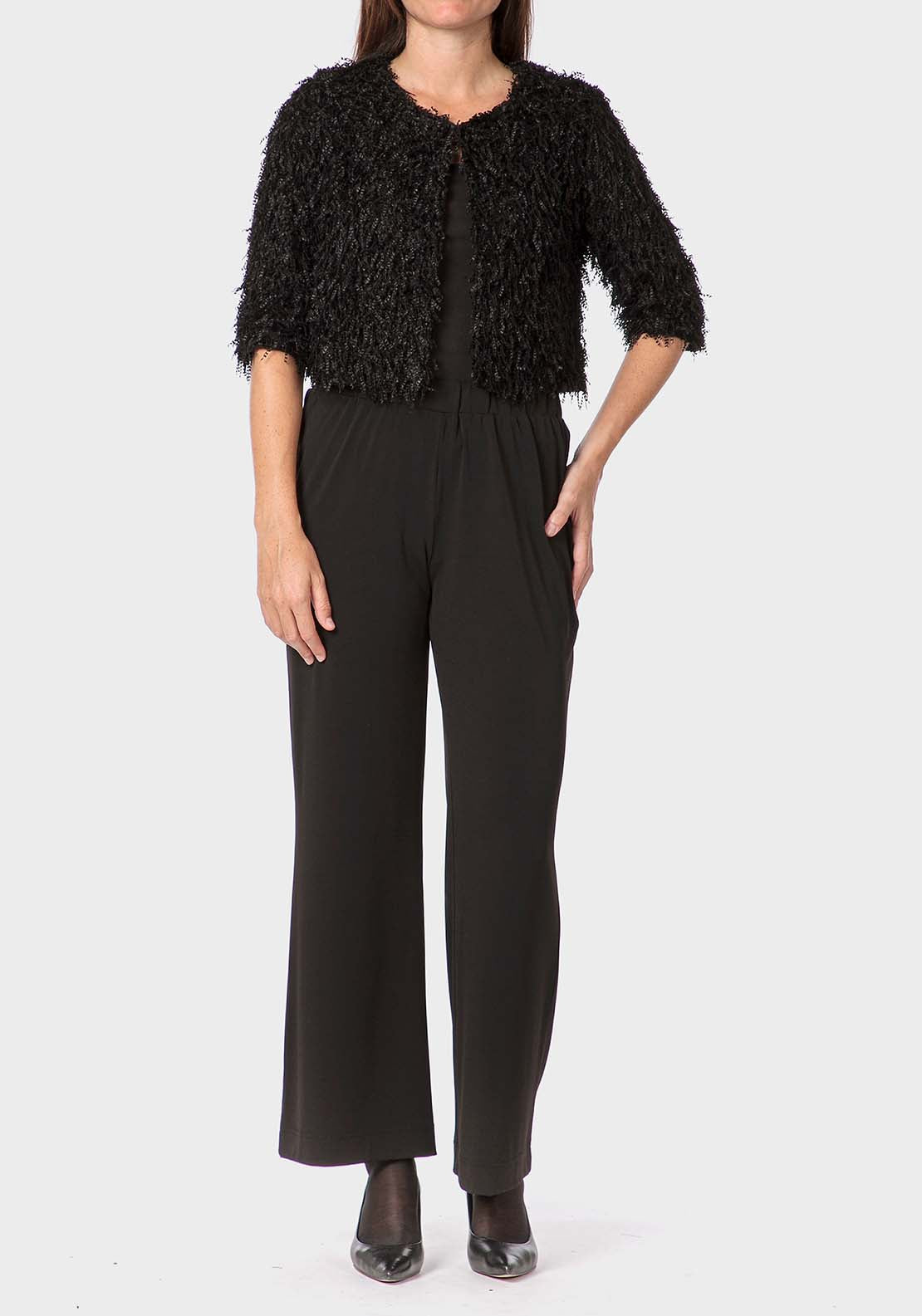 Punt Roma Fringes Jacket - Black 3 Shaws Department Stores