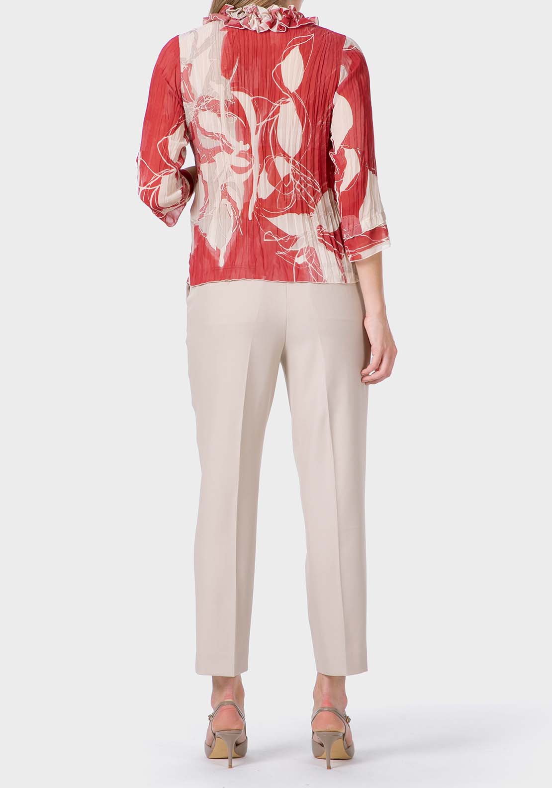 Printed Pleated Shirt - Red