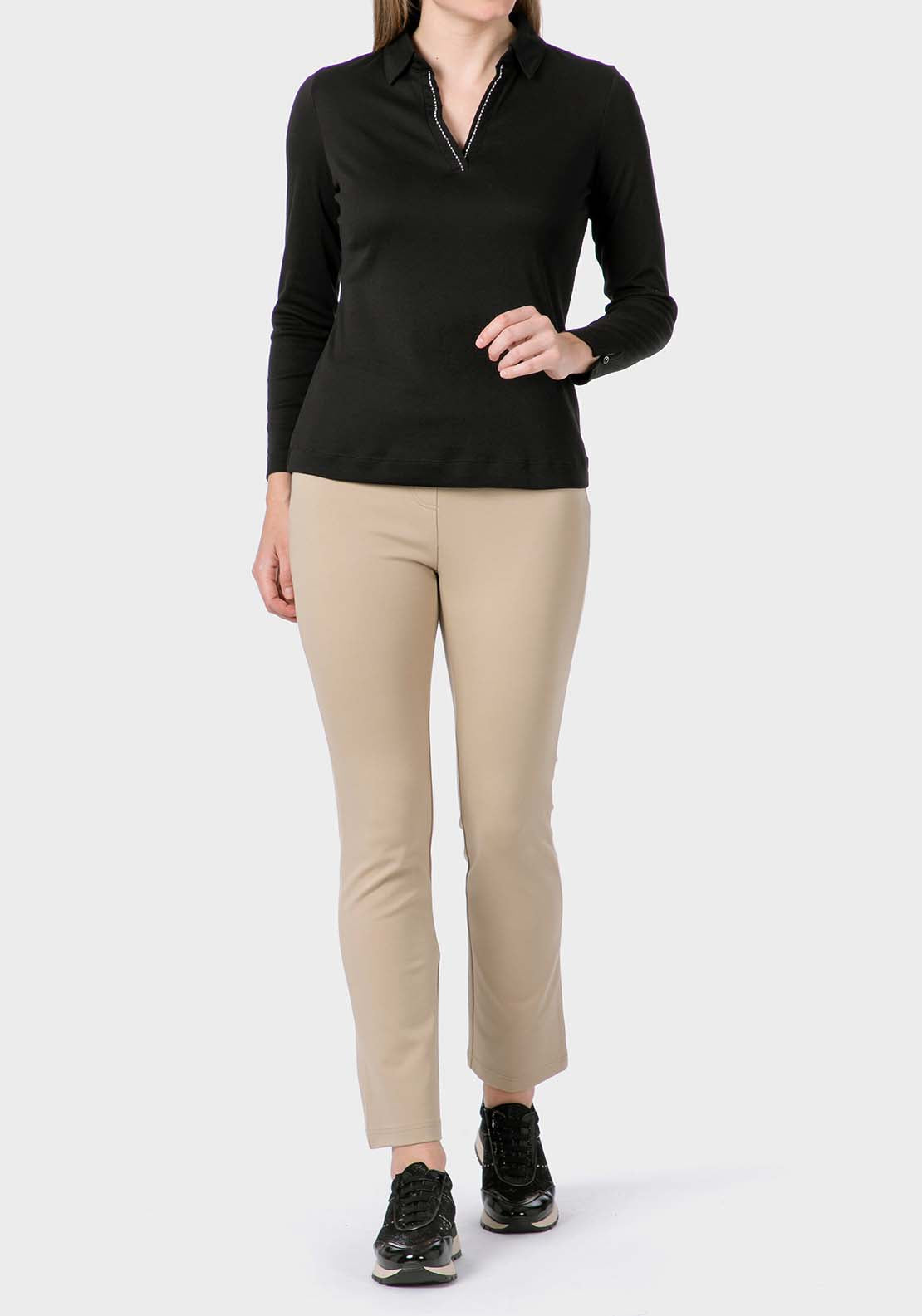 Punt Roma Long Sleeve Fantasy Polo - Black 4 Shaws Department Stores