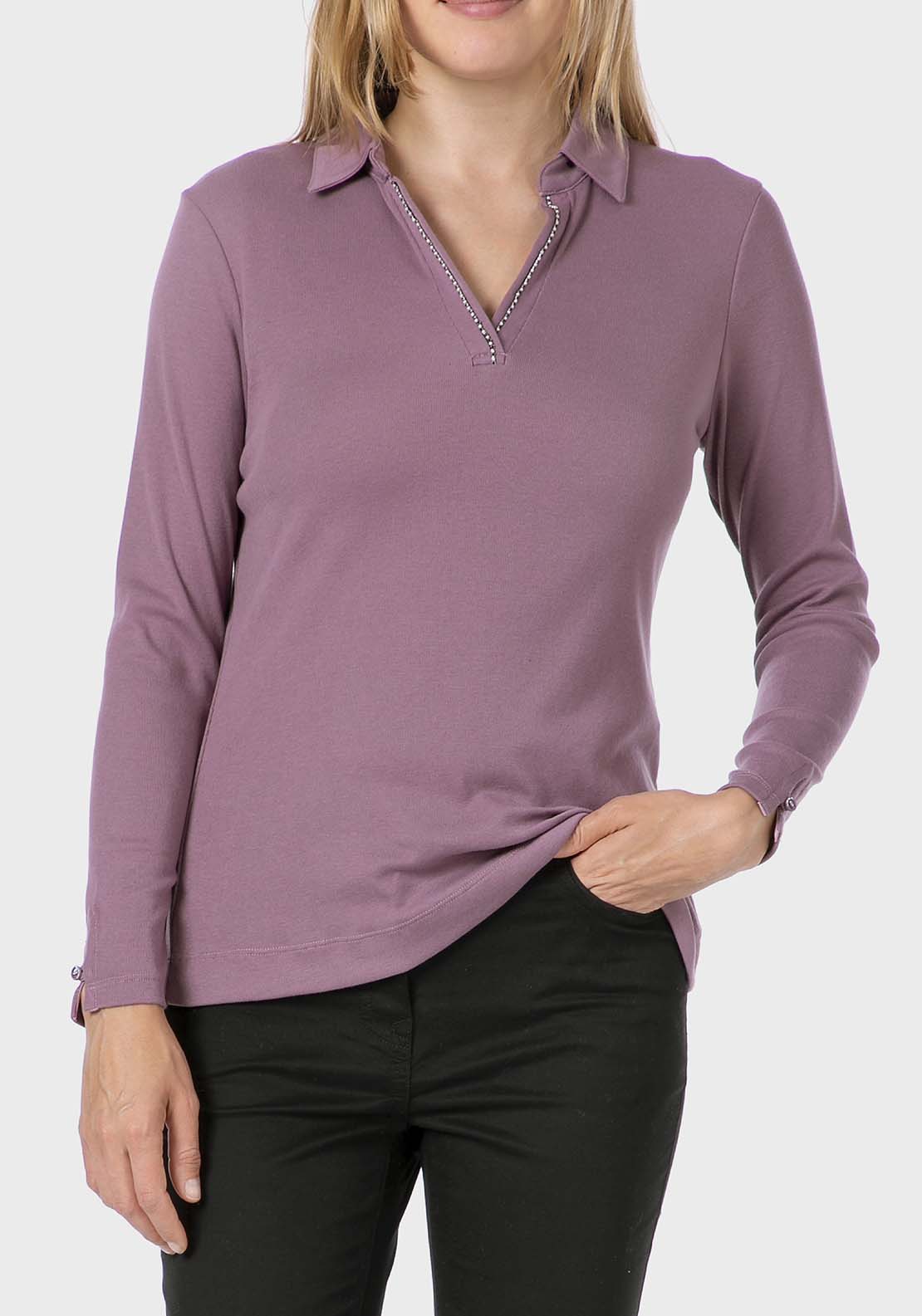 Punt Roma Long Sleeve Fantasy Polo - Purple 1 Shaws Department Stores