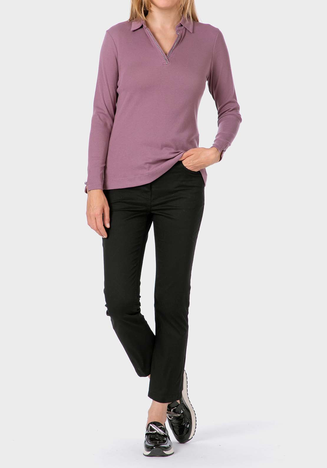 Punt Roma Long Sleeve Fantasy Polo - Purple 4 Shaws Department Stores