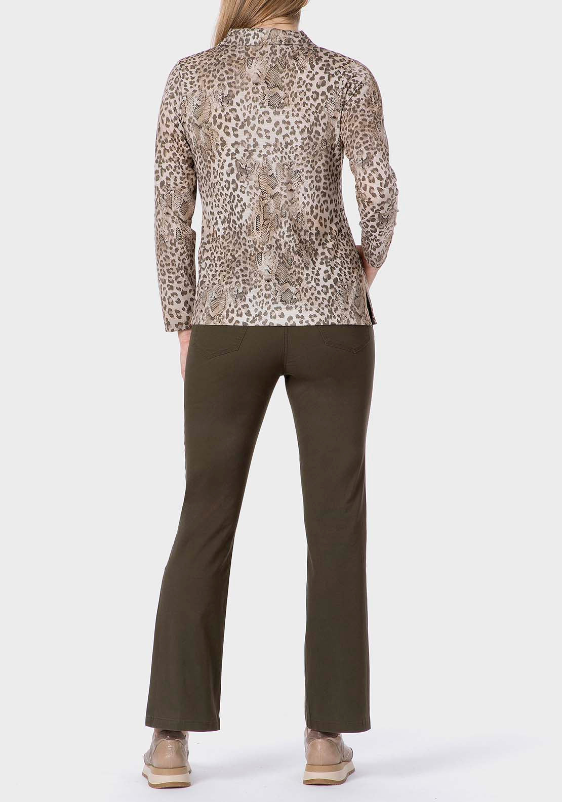 Punt Roma Long Sleeve Animal Print Polo - Beige 3 Shaws Department Stores