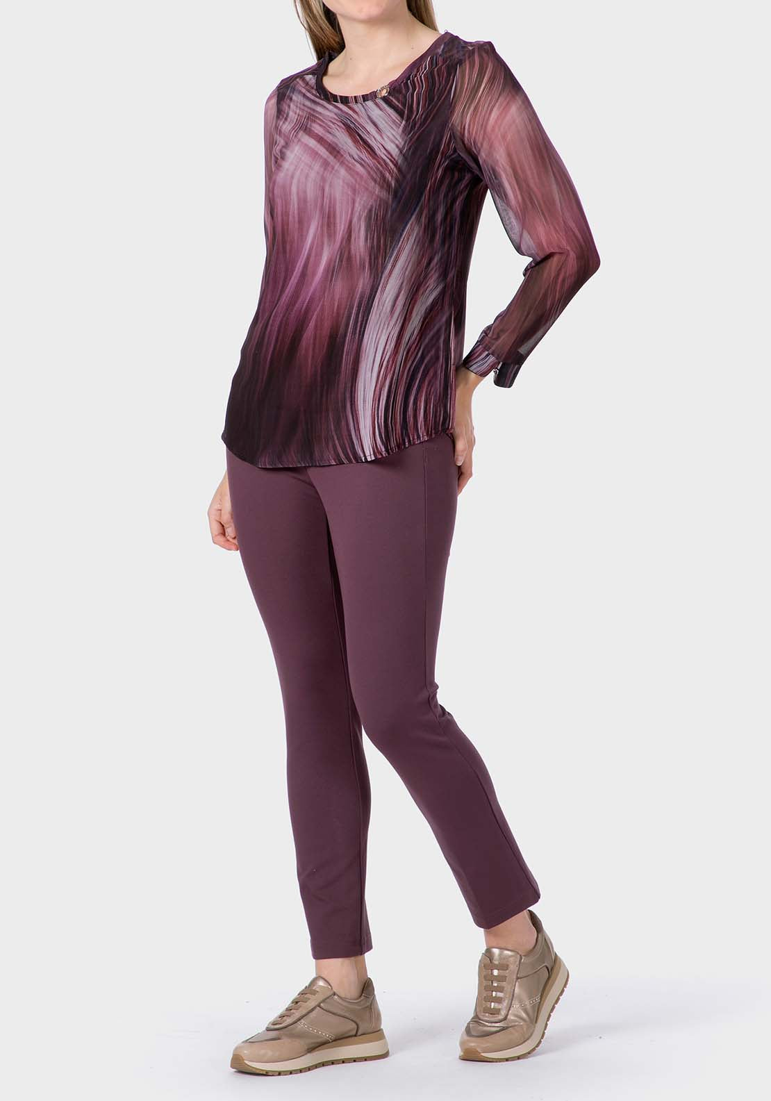 Punt Roma Printed Loose Fitting Blouse - Purple 3 Shaws Department Stores