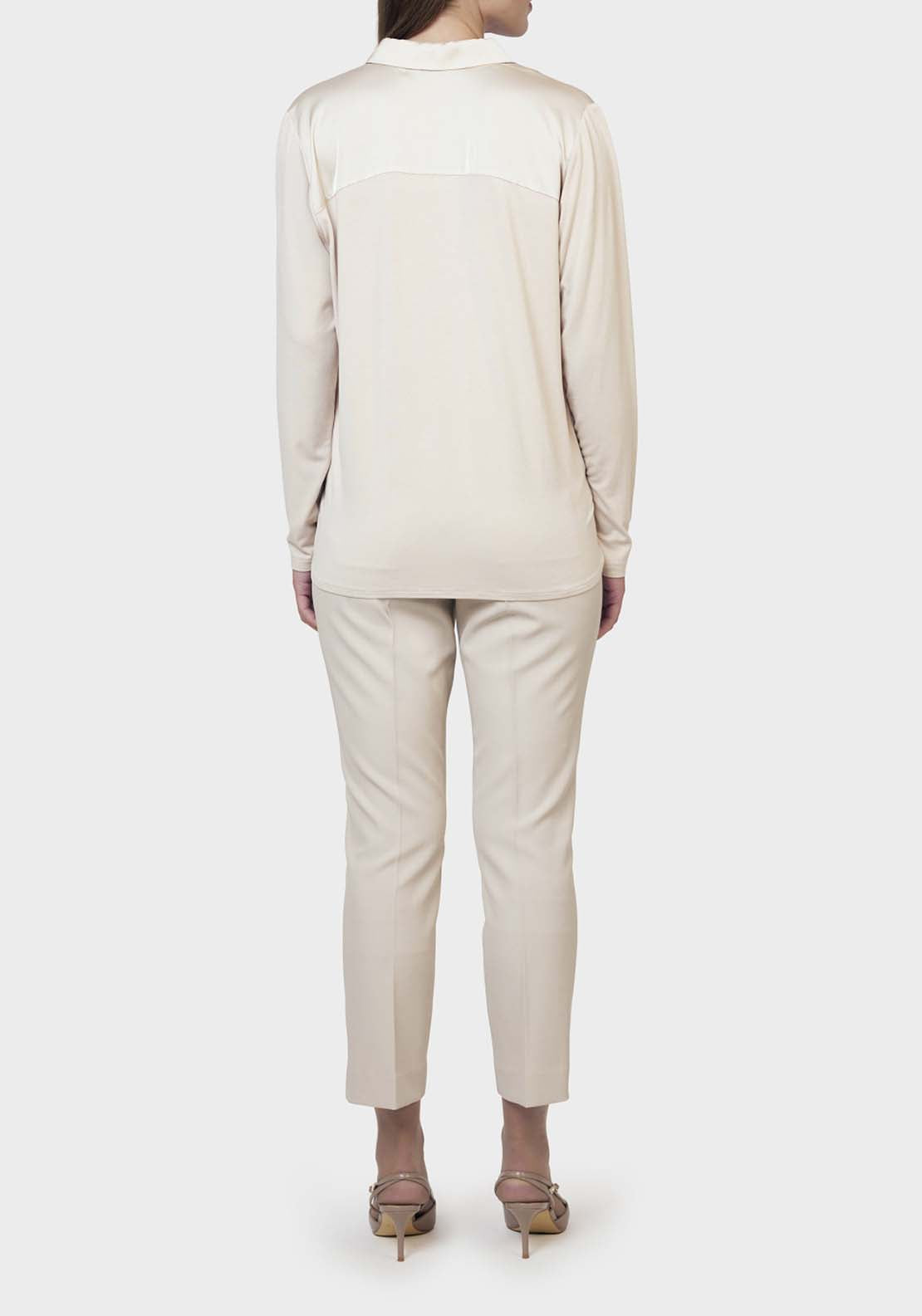 Punt Roma Long Sleeve Blouse - Beige 4 Shaws Department Stores