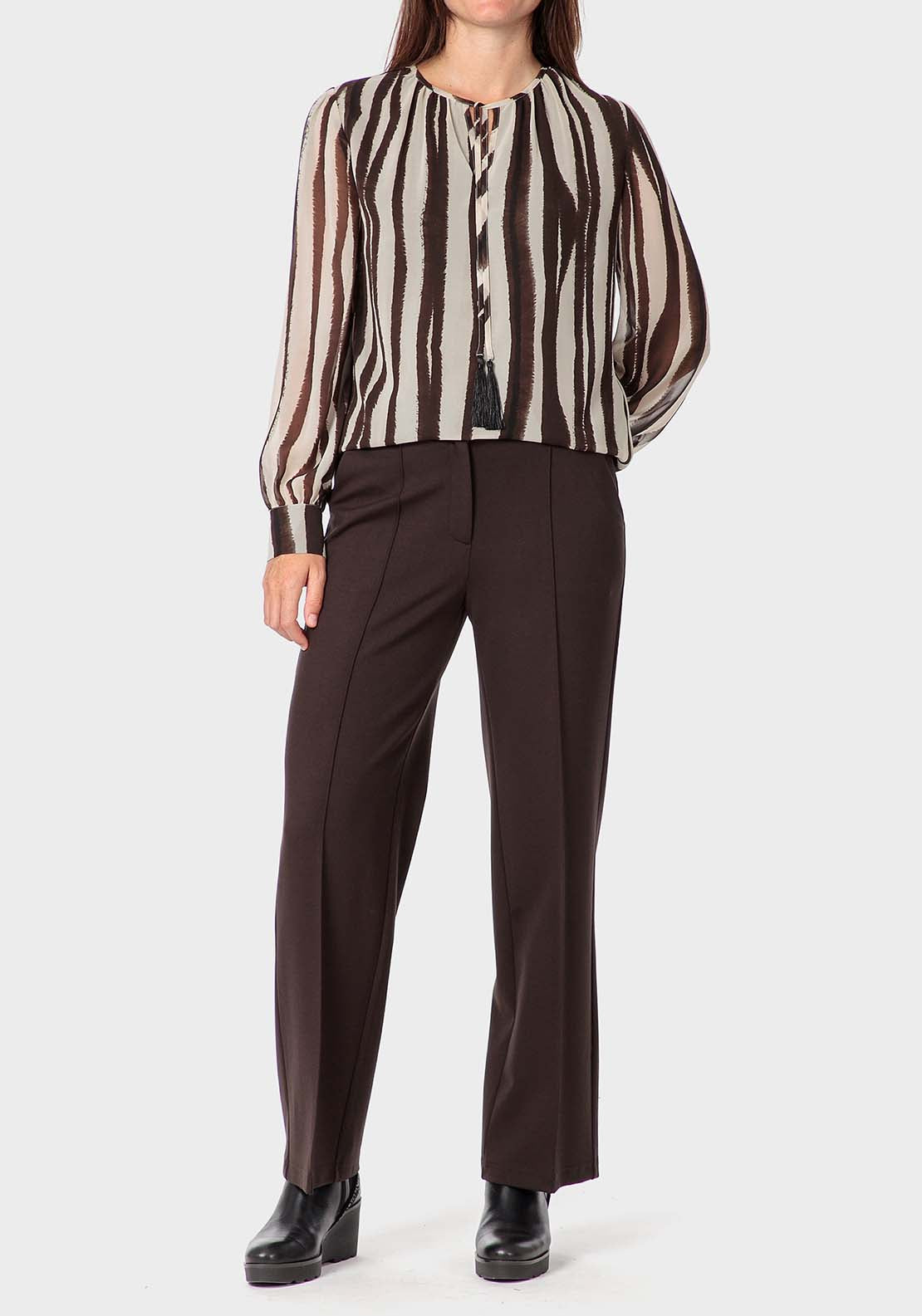 Punt Roma Printed Blouse - Beige 3 Shaws Department Stores