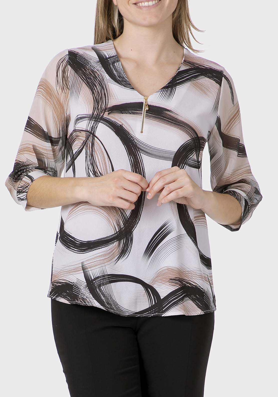 Punt Roma Metallic Thread Blouse - Black 1 Shaws Department Stores
