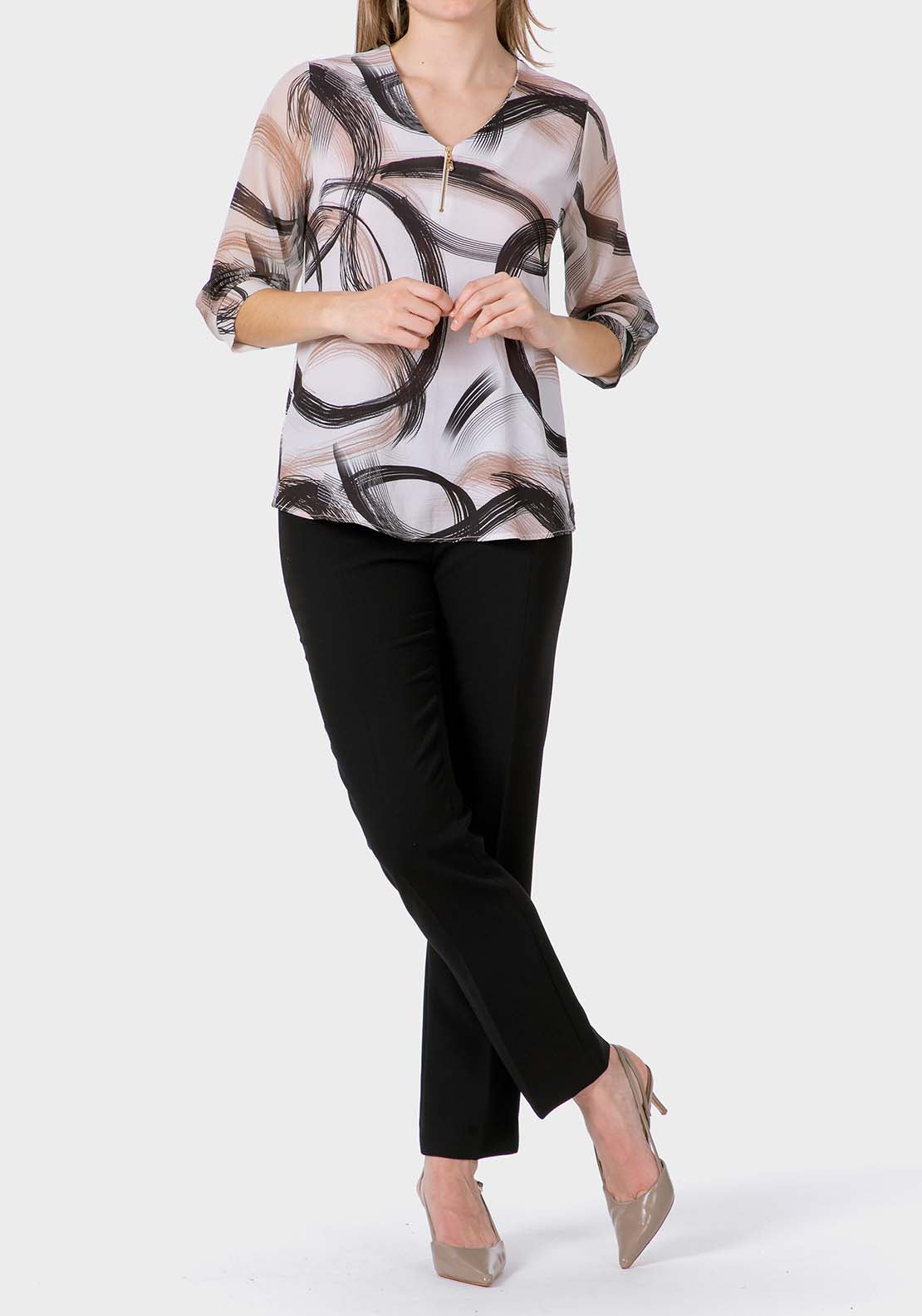 Punt Roma Metallic Thread Blouse - Black 3 Shaws Department Stores