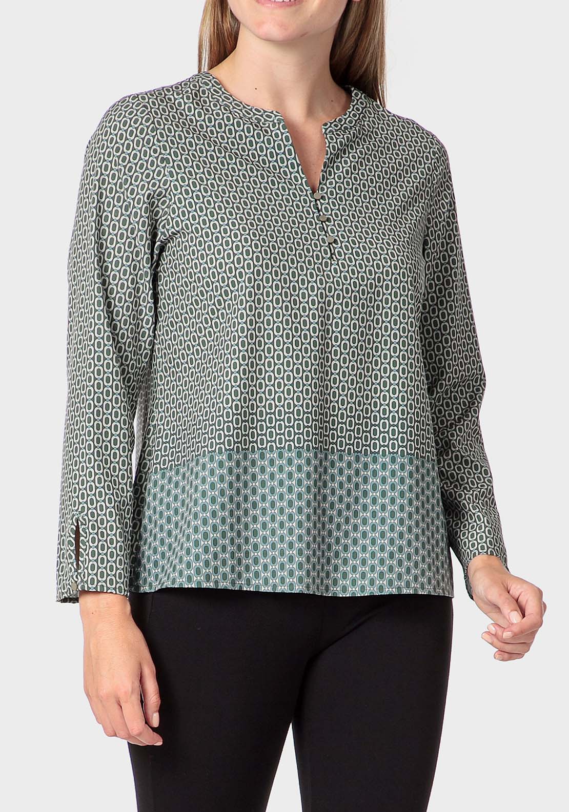 Punt Roma Geometric Print T-Shirt - Green 1 Shaws Department Stores