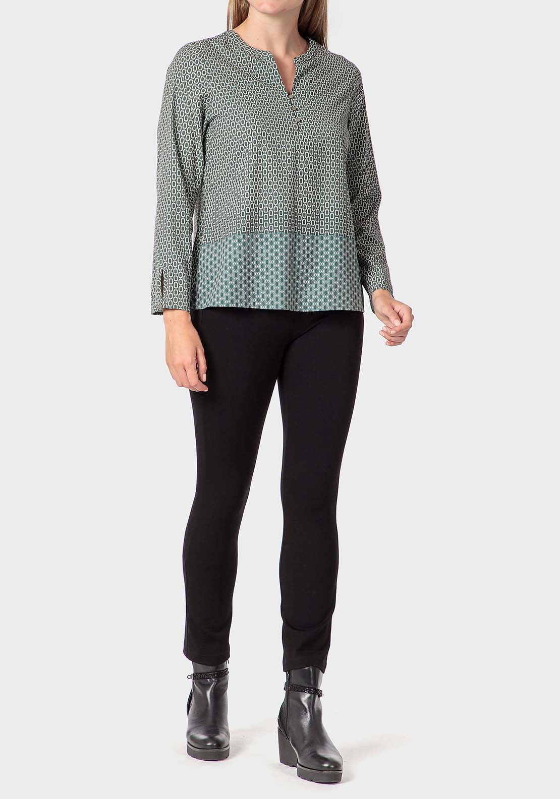 Punt Roma Geometric Print T-Shirt - Green 3 Shaws Department Stores