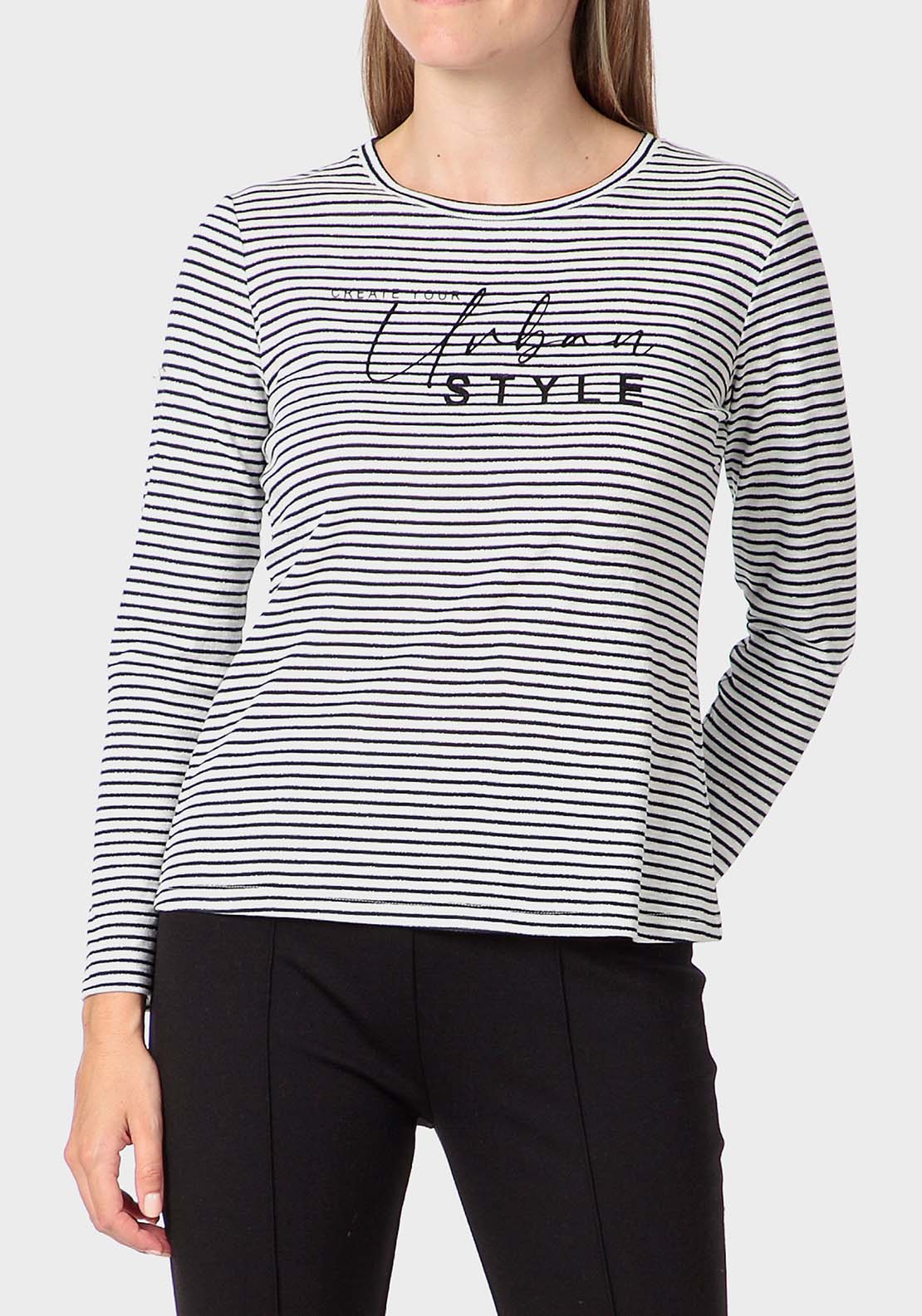 Punt Roma Striped T-Shirt - Black 1 Shaws Department Stores