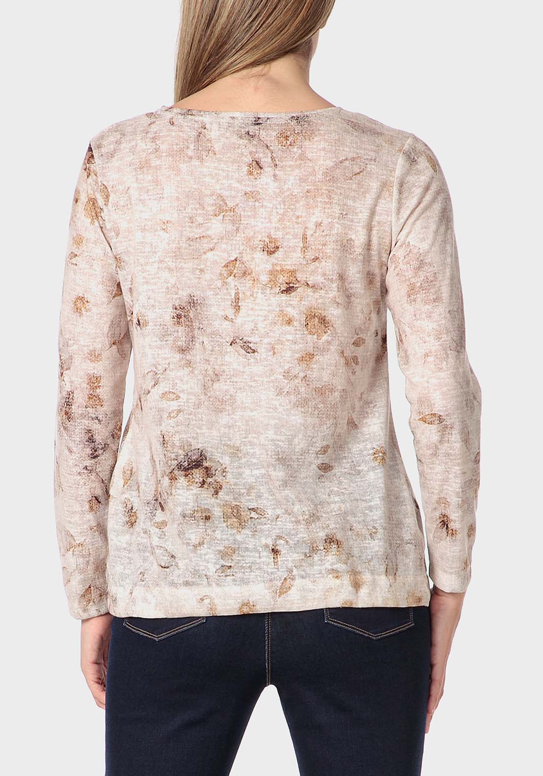 Punt Roma Floral Print T-Shirt - Beige 2 Shaws Department Stores