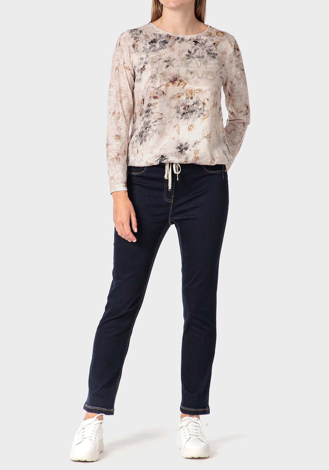 Punt Roma Floral Print T-Shirt - Beige 3 Shaws Department Stores