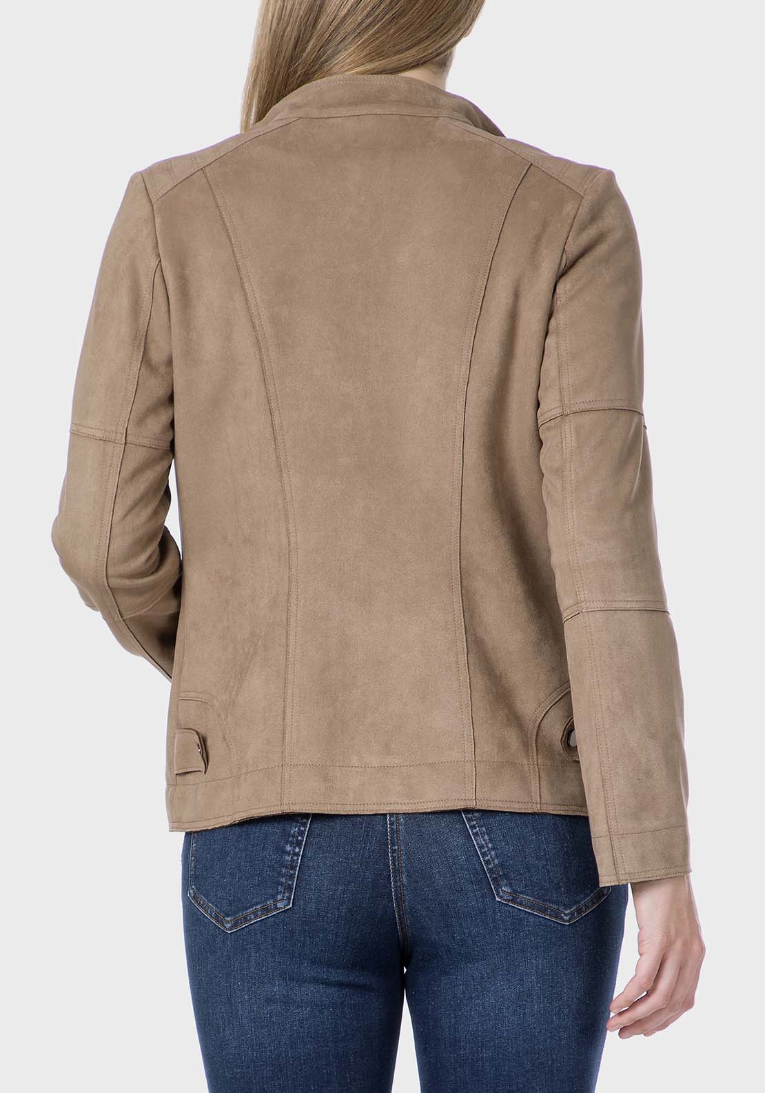 Punt Roma Suede Jacket - Beige Sand 2 Shaws Department Stores