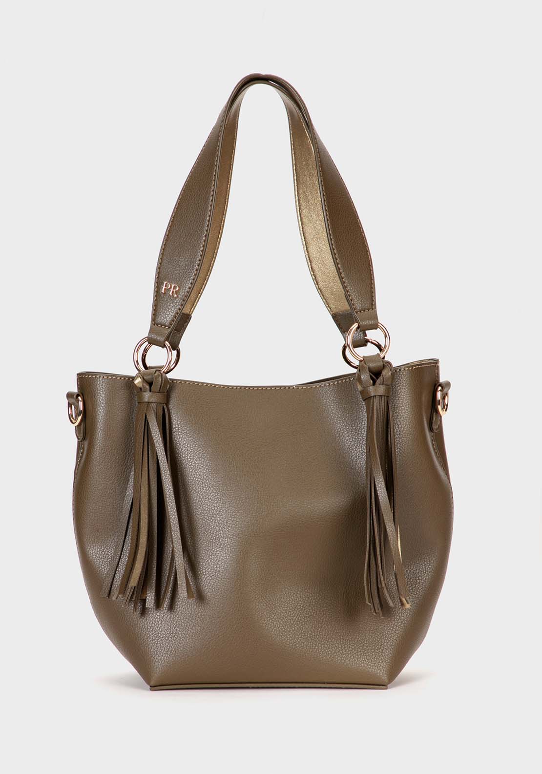 Punt Roma Bag With Fringe - Green 1 Shaws Department Stores