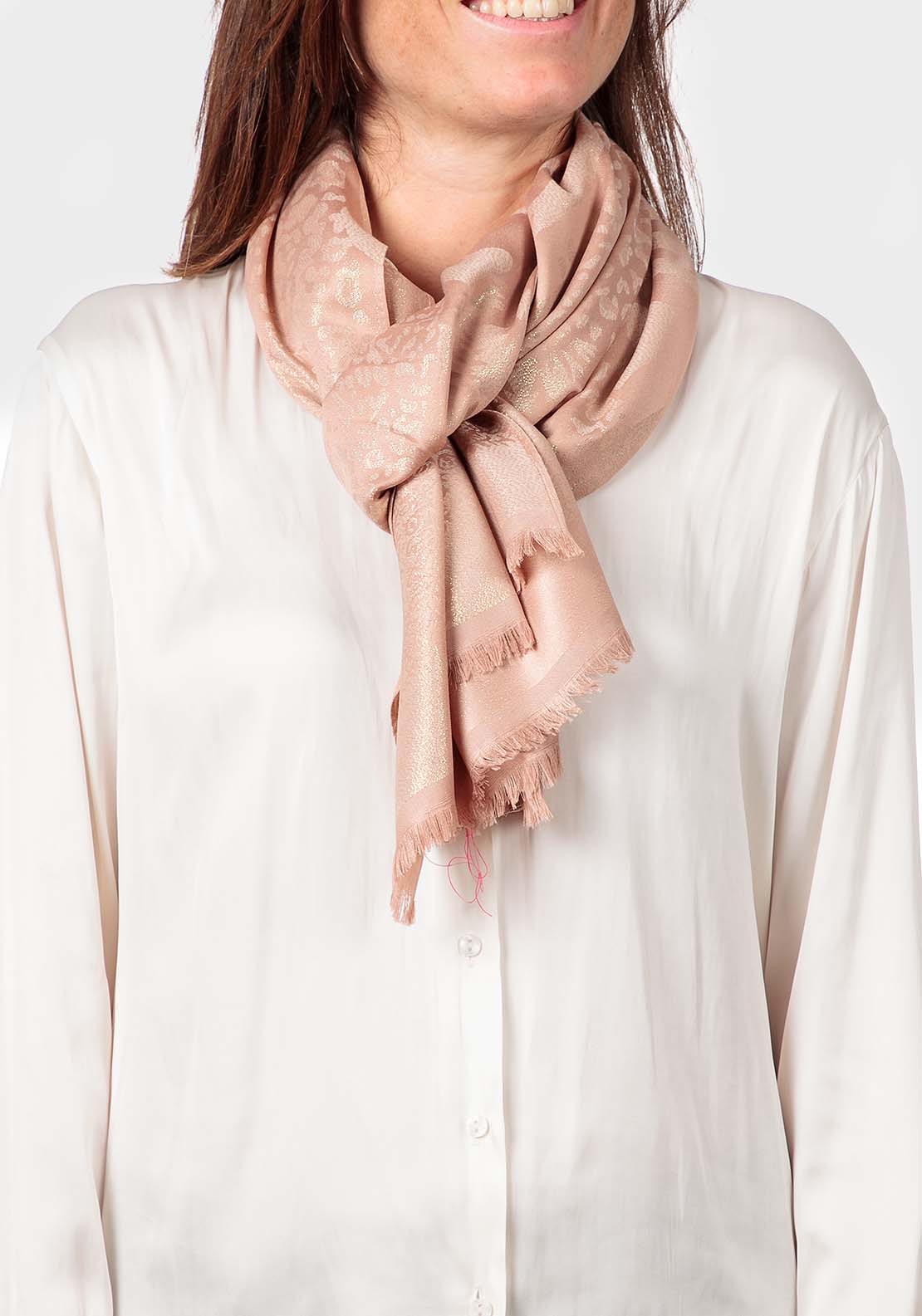 Punt Roma Jacquard Pashmina - Pink 1 Shaws Department Stores
