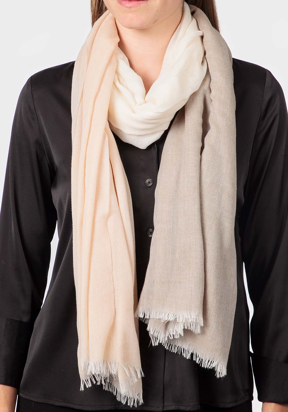 Punt Roma Three Coloured Pashmina - Brown 1 Shaws Department Stores