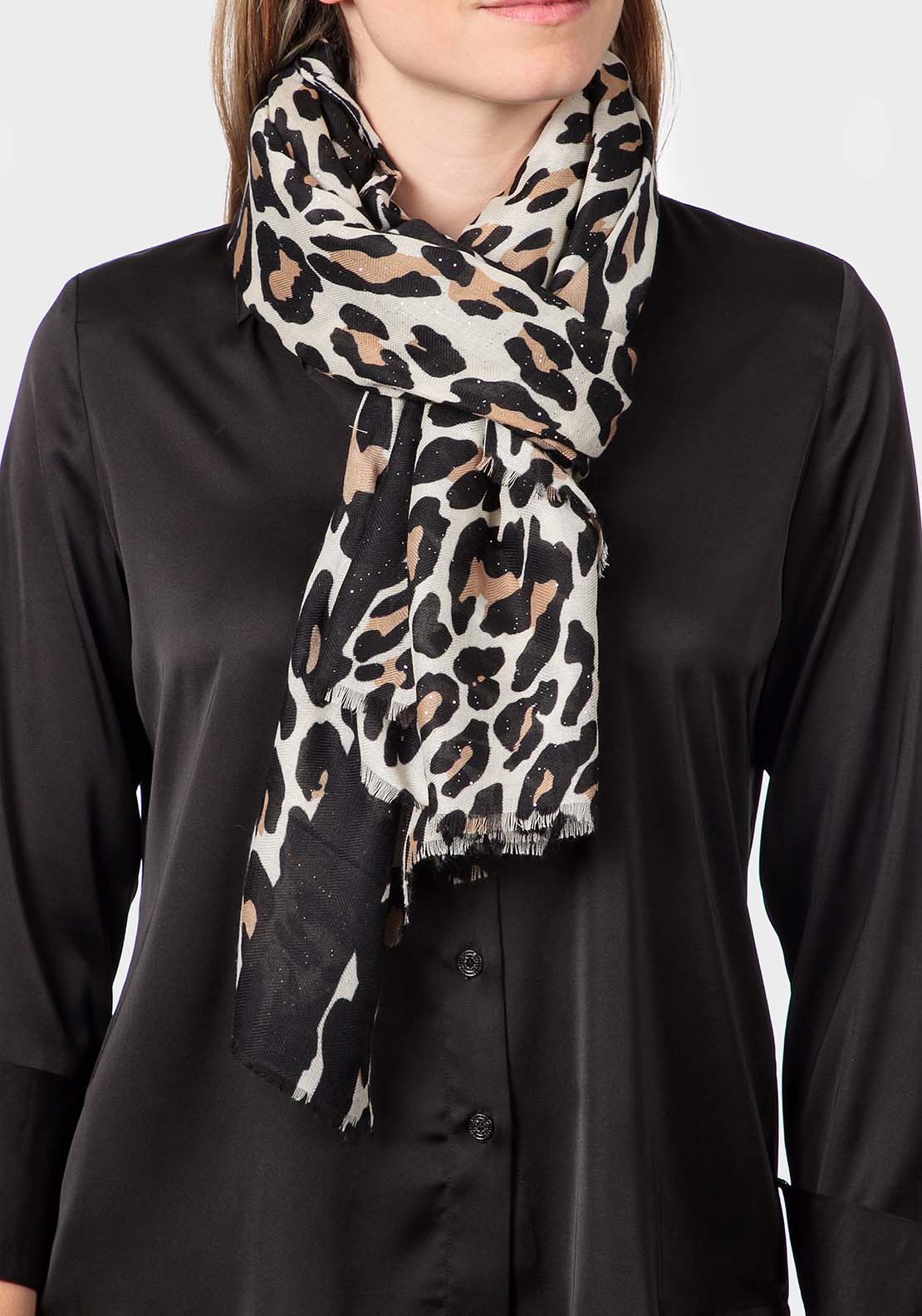 Animal Print Pashmina - Black