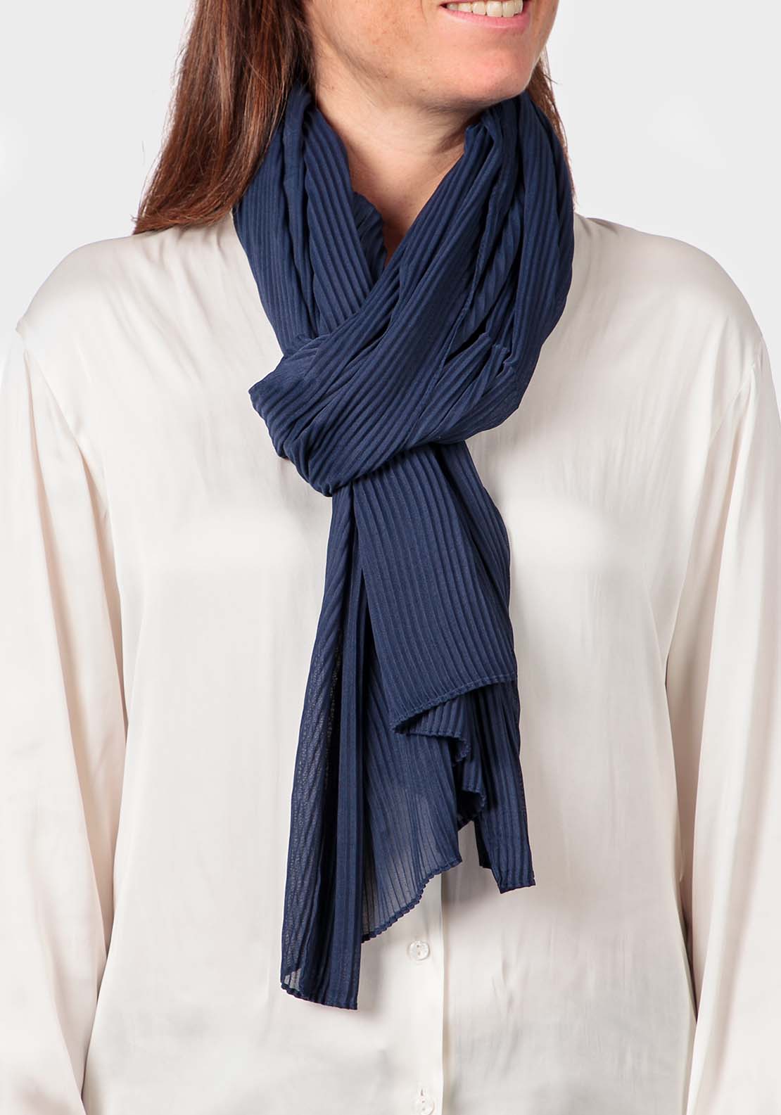 Pleated Foulard - Blue Navy