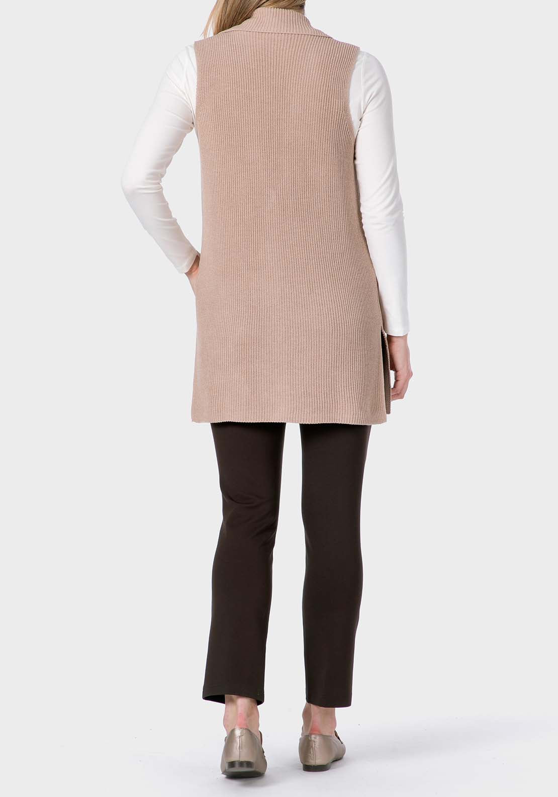 Punt Roma Long Waistcoat - Beige 4 Shaws Department Stores