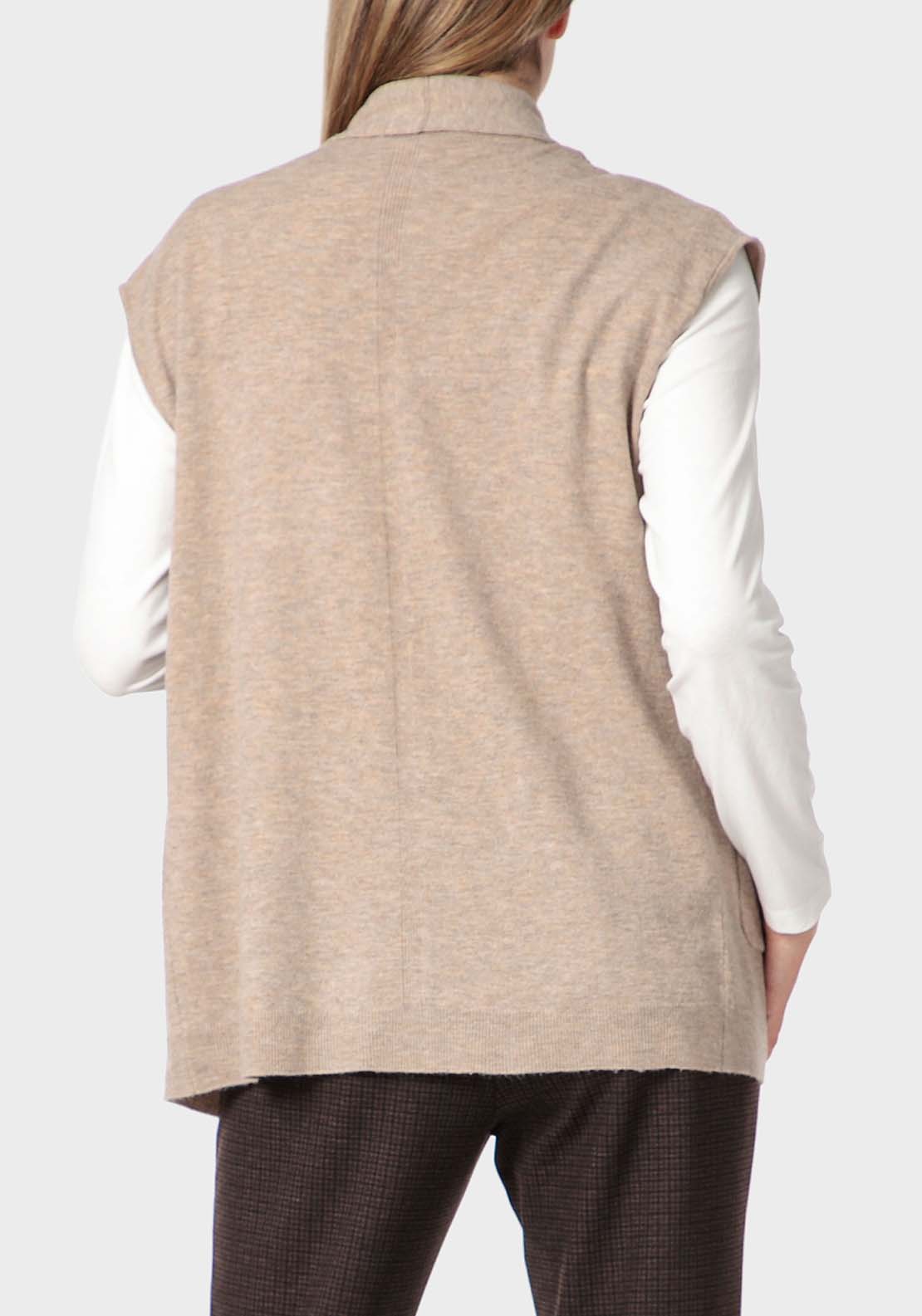 Punt Roma Knitted Waistcoat - Beige / Grey 2 Shaws Department Stores