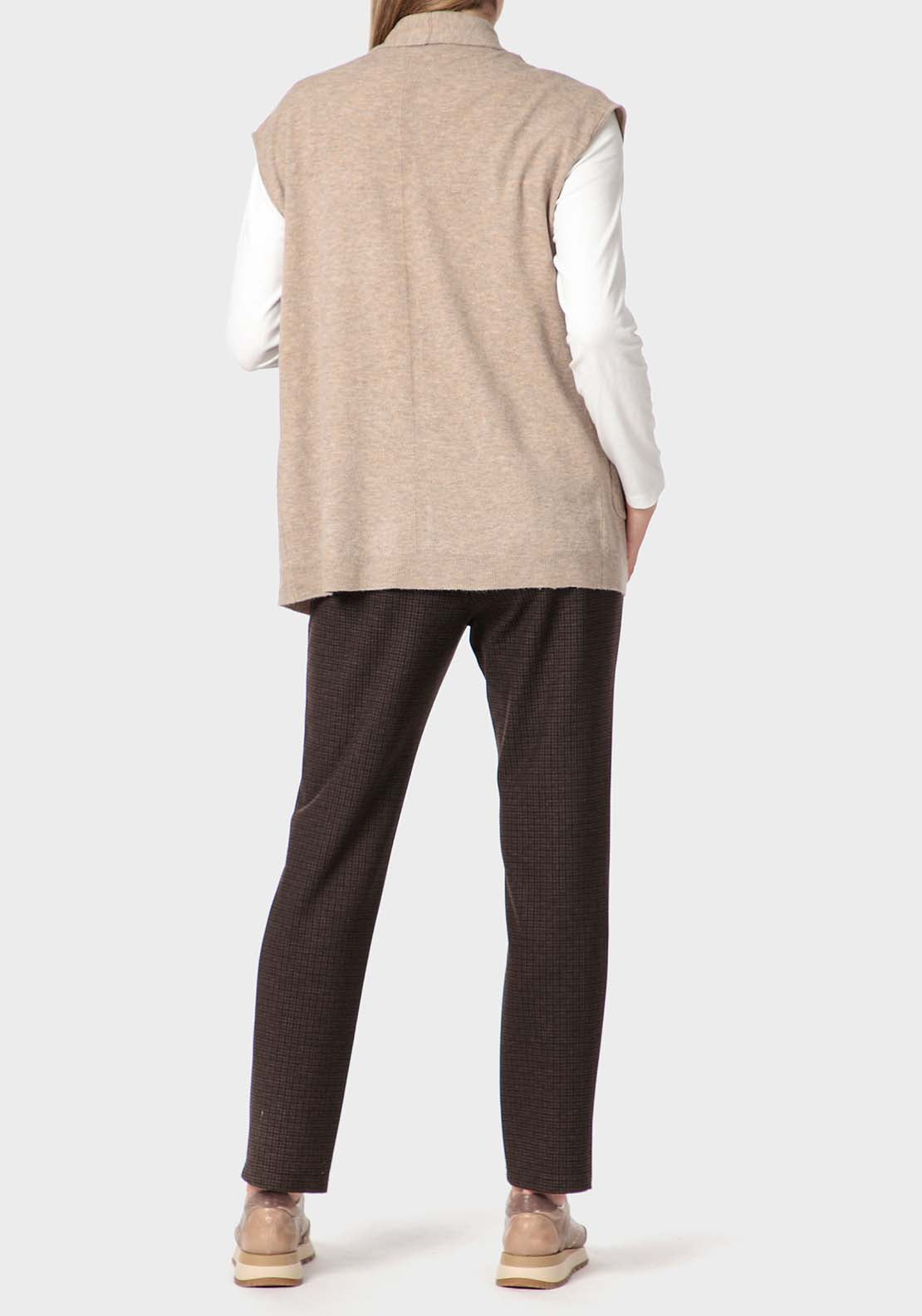 Punt Roma Knitted Waistcoat - Beige / Grey 4 Shaws Department Stores