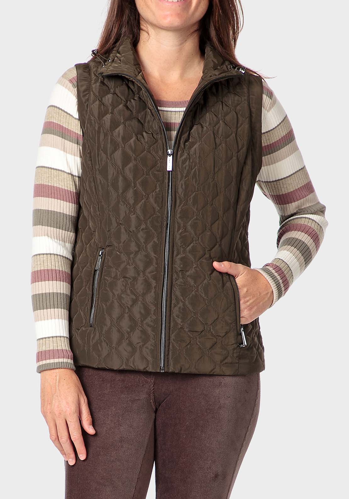 Punt Roma Padded Waistcoat - Green 1 Shaws Department Stores