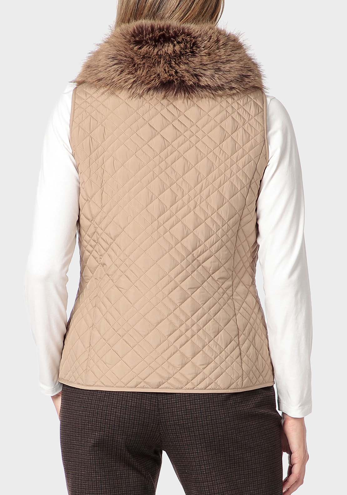 Punt Roma Fur Waistcoat - Beige 2 Shaws Department Stores
