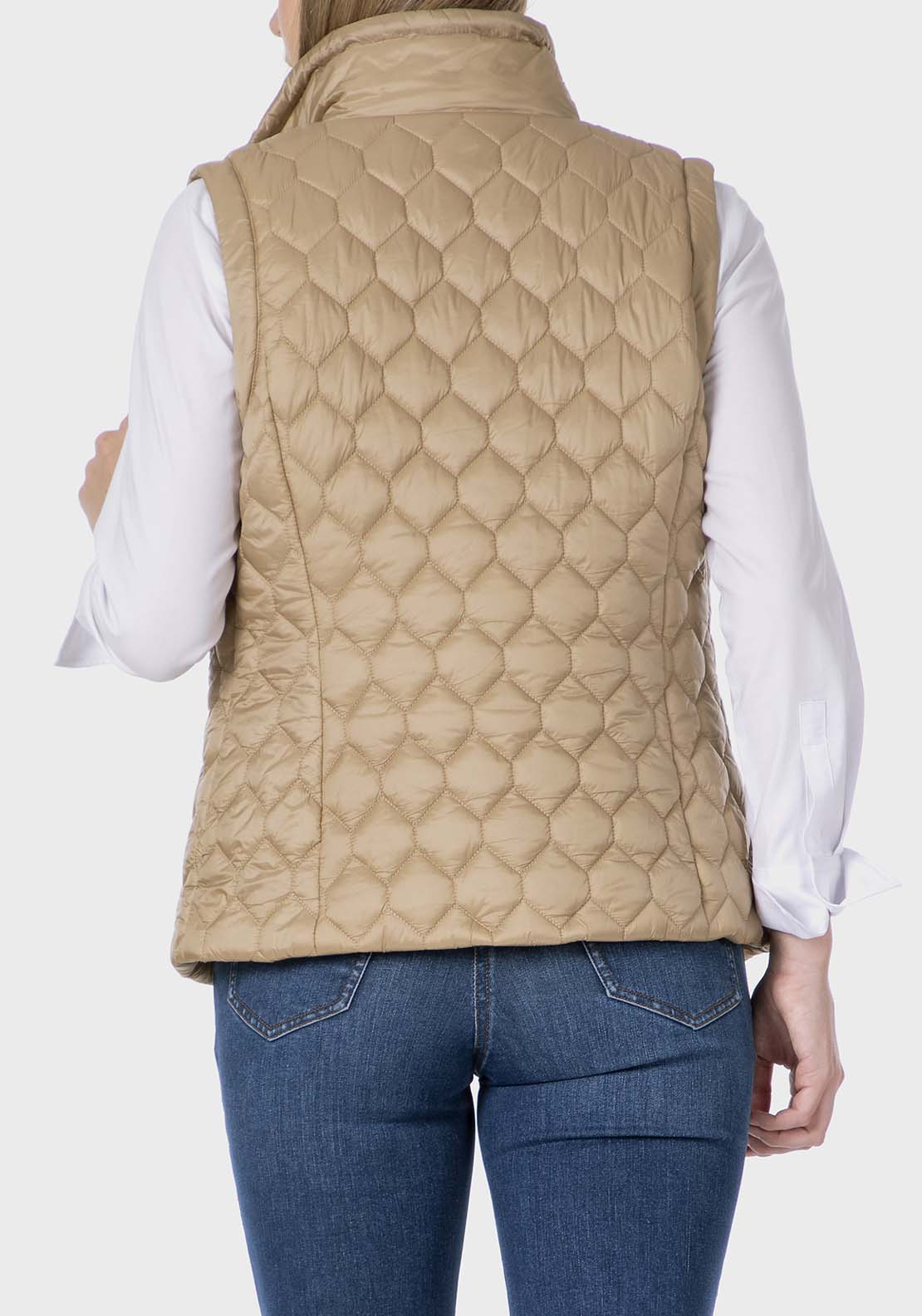 Punt Roma Padded Waistcoat - Beige 2 Shaws Department Stores