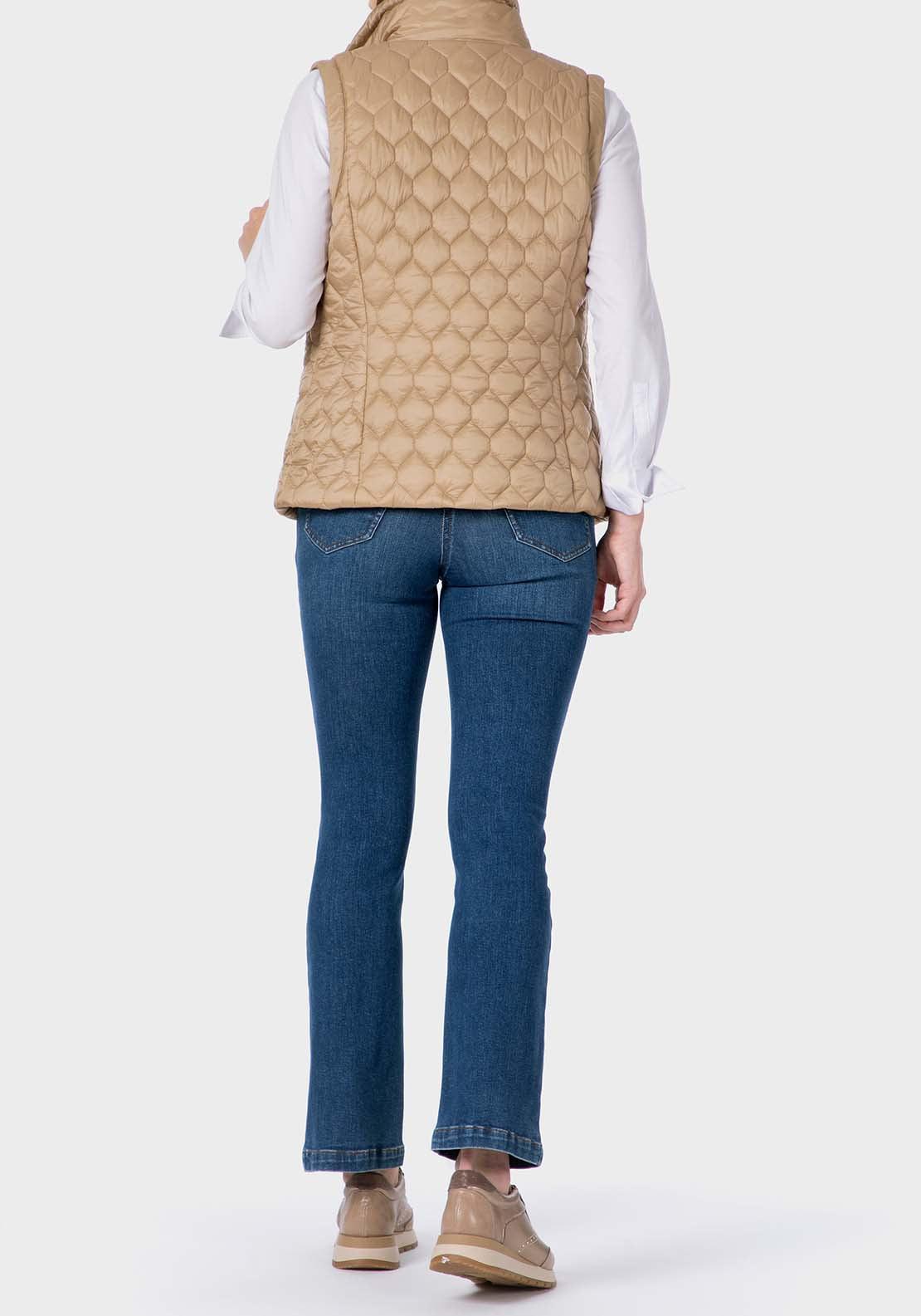 Punt Roma Padded Waistcoat - Beige 4 Shaws Department Stores