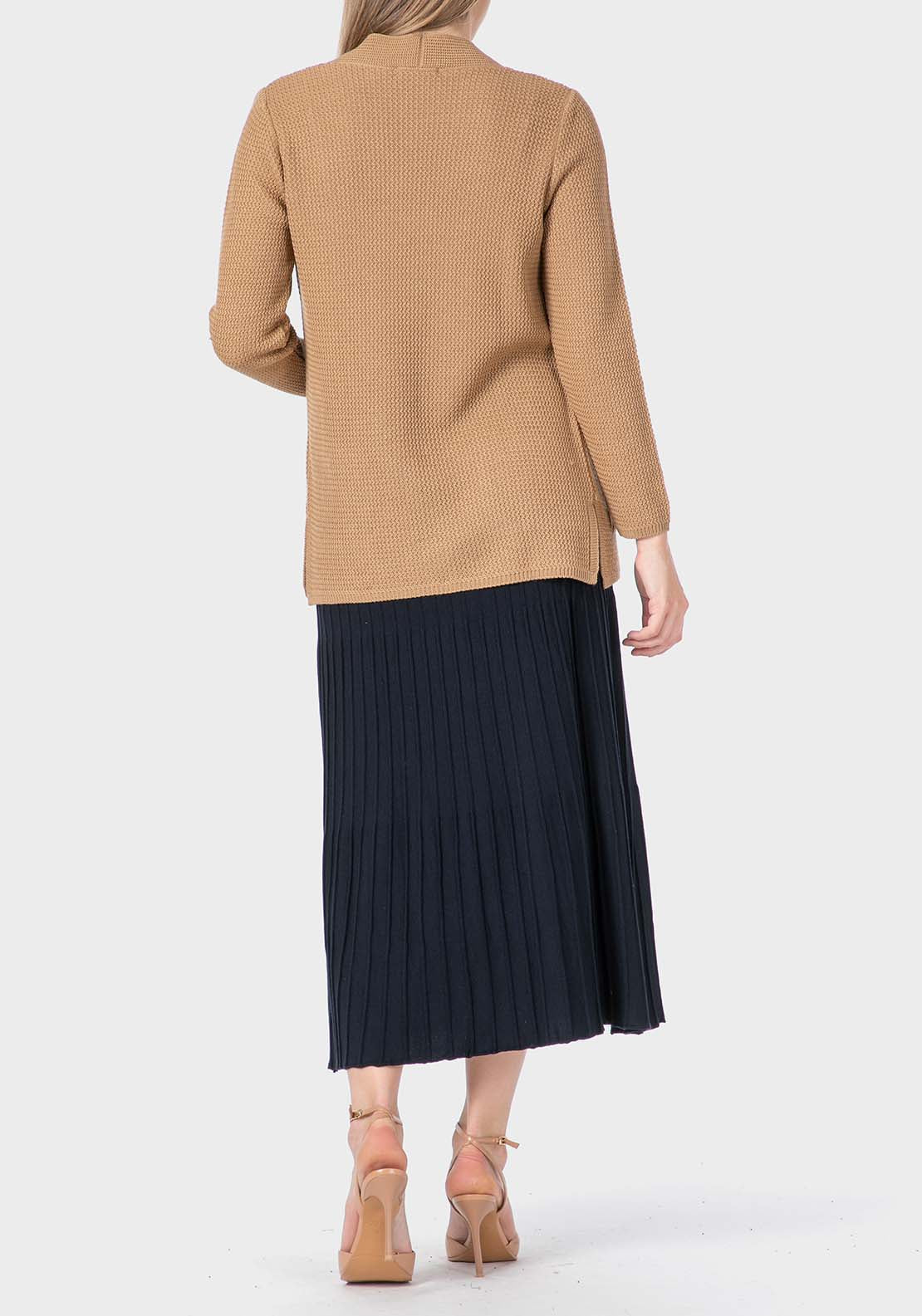 Open Jacket With Pockets - Beige Camel