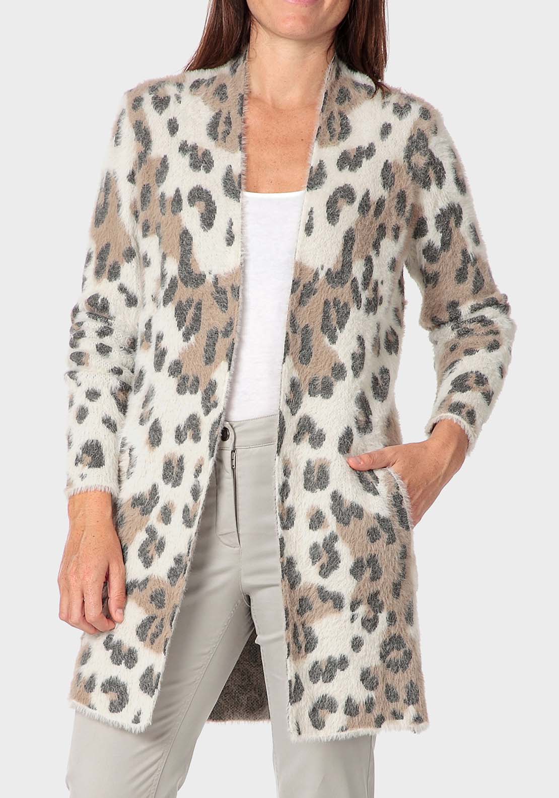 Punt Roma Animal Print Jacket - Beige 1 Shaws Department Stores