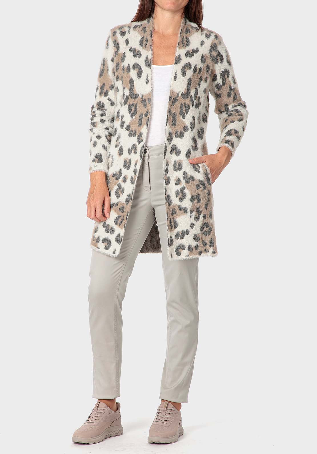 Punt Roma Animal Print Jacket - Beige 3 Shaws Department Stores