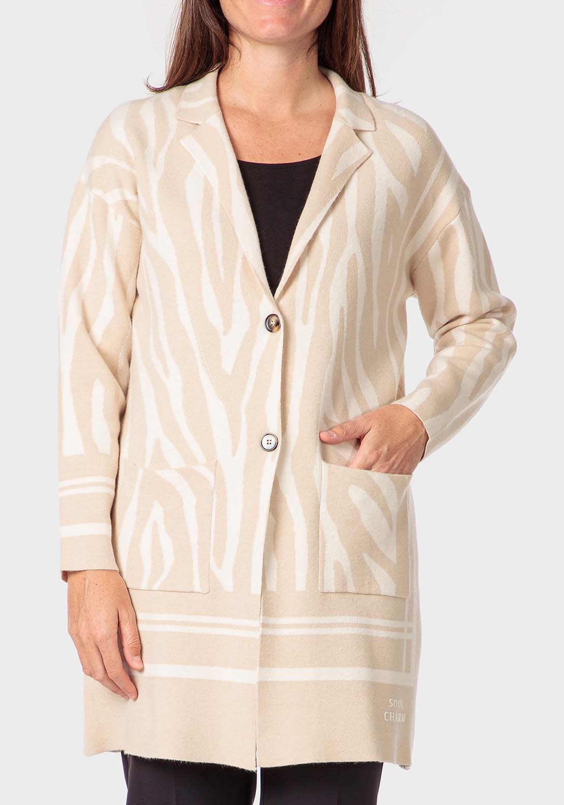 Punt Roma Long Jacket - Beige 1 Shaws Department Stores