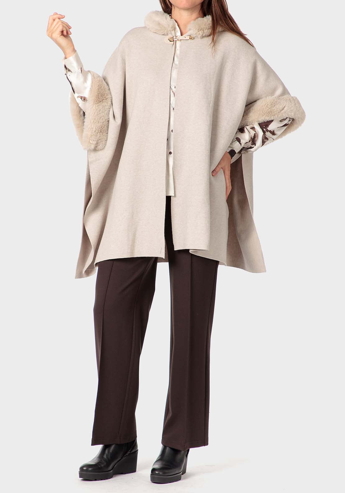 Punt Roma Hooded Cape - Beige 4 Shaws Department Stores