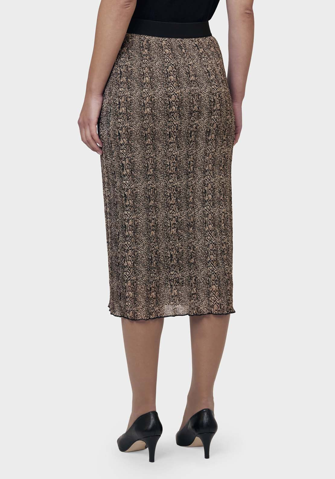 Punt Roma Pleated Printed Skirt - Brown 4 Shaws Department Stores