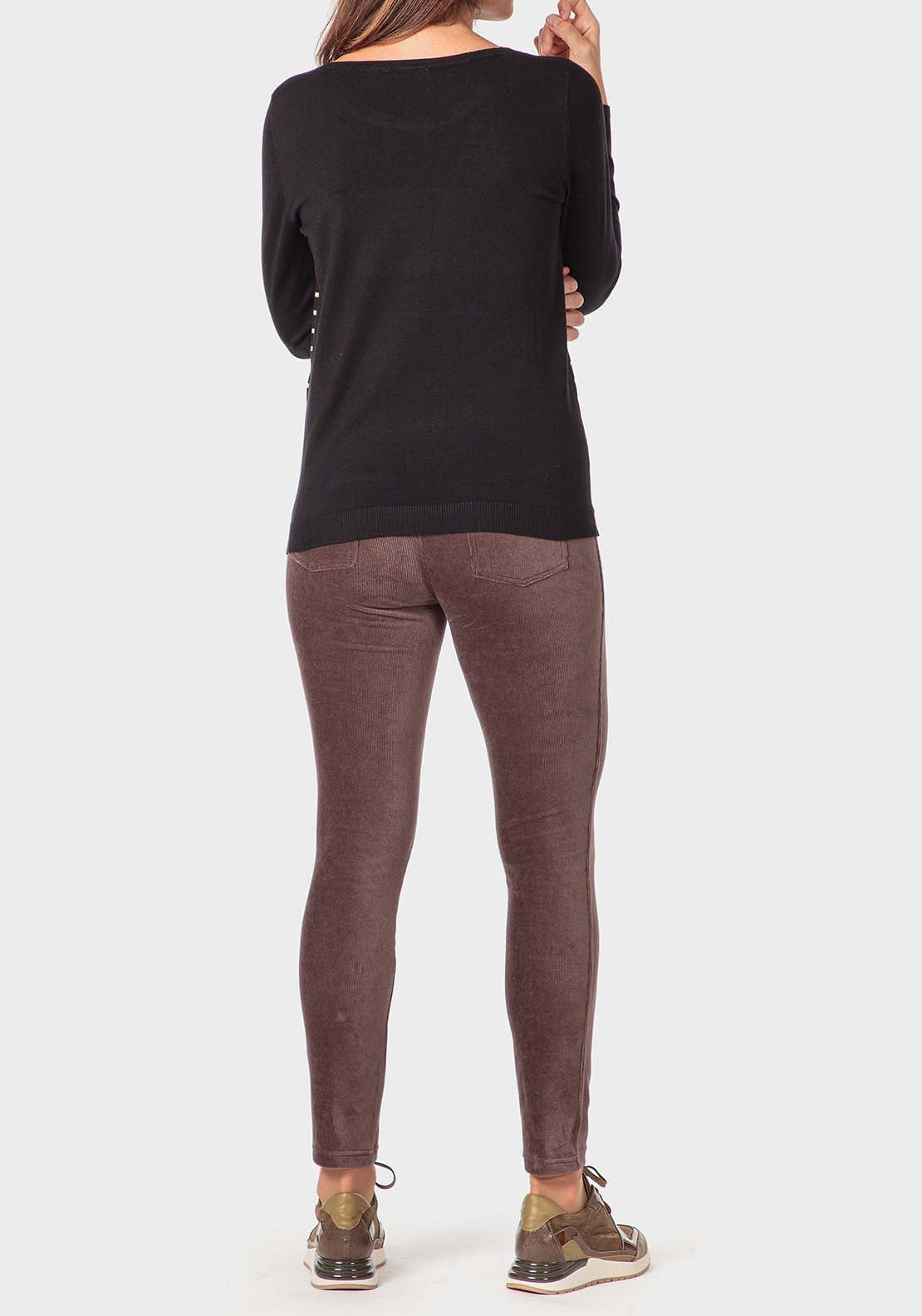 Punt Roma Rhinestone Striped Sweater - Black 4 Shaws Department Stores