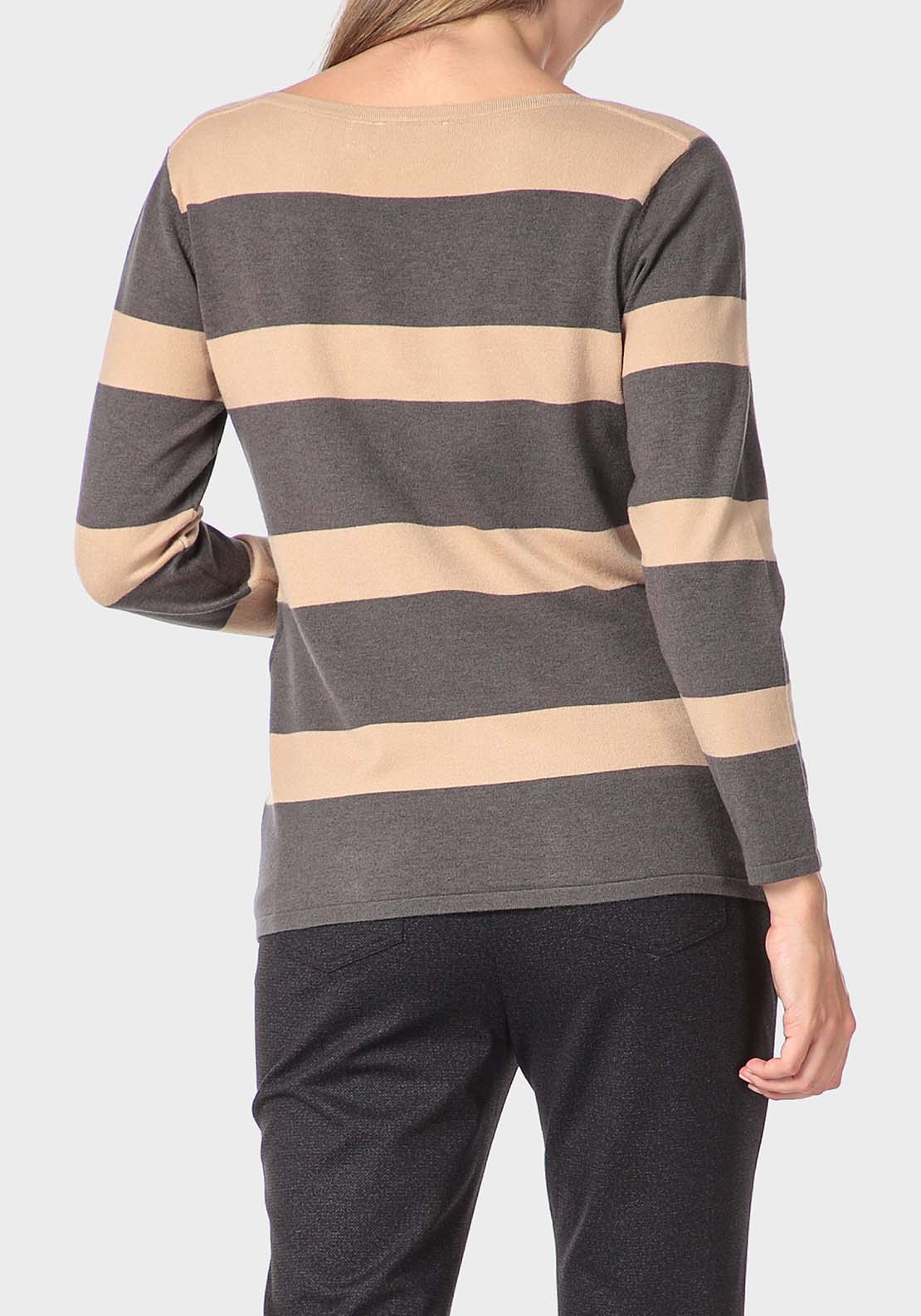 Punt Roma Striped Sweater With Sequins - Grey 2 Shaws Department Stores