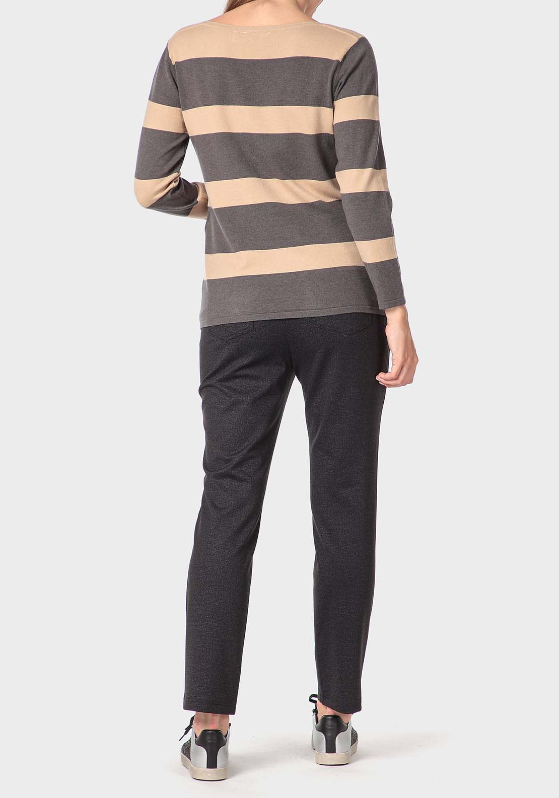 Punt Roma Striped Sweater With Sequins - Grey 4 Shaws Department Stores