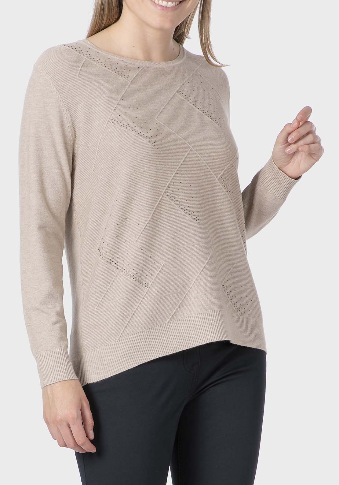 Rhinestone Fantasy Sweater - Beige