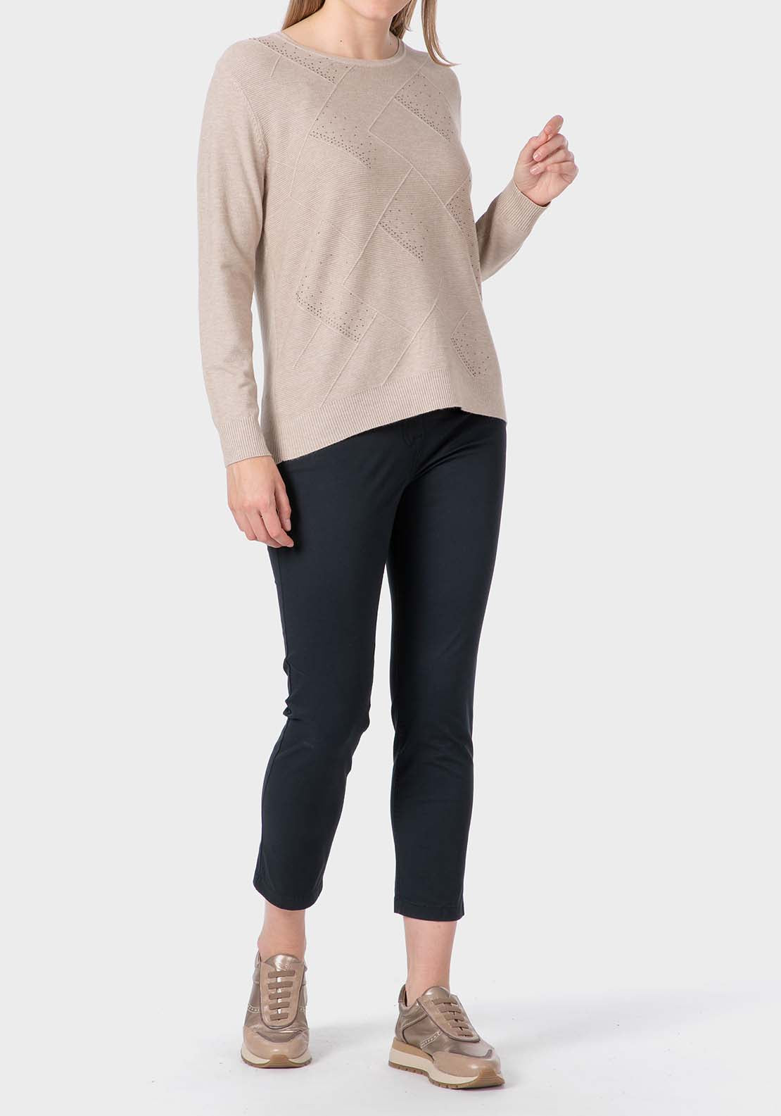 Rhinestone Fantasy Sweater - Beige