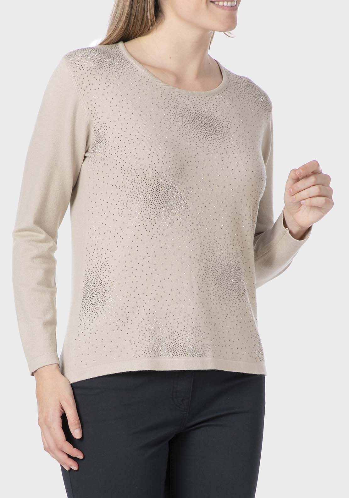 Rhinestone Fantasy Sweater - Beige