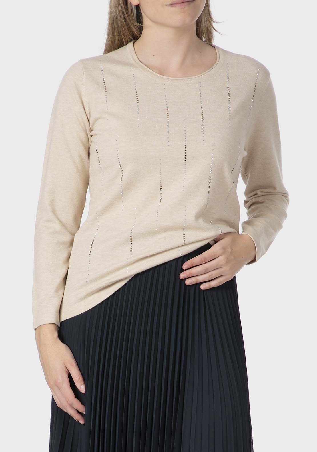 Rhinestone Fantasy Sweater - Beige
