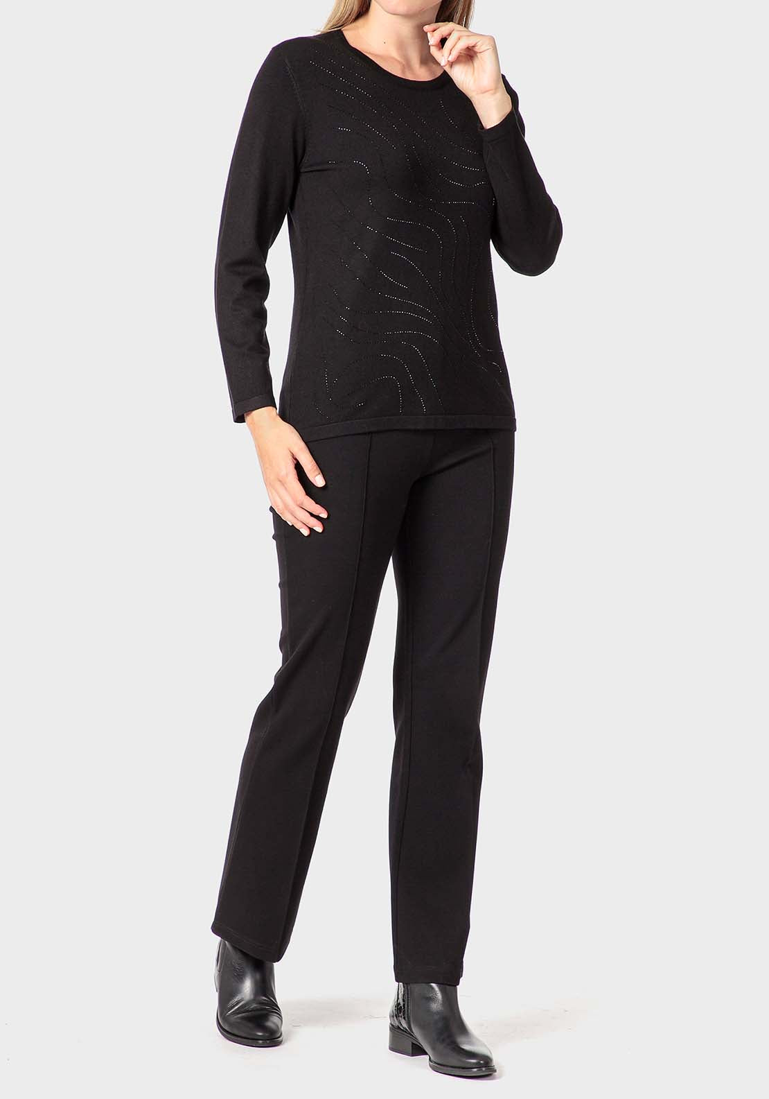 Punt Roma Rhinestone Sweater - Black 3 Shaws Department Stores