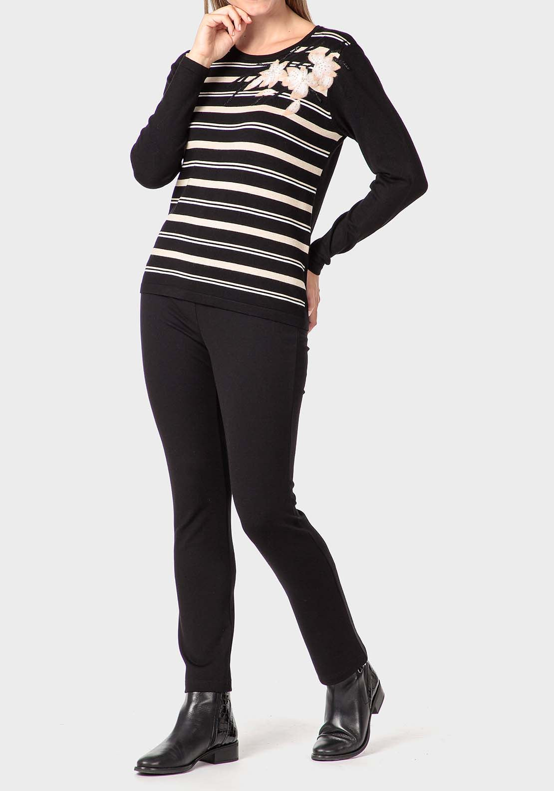 Punt Roma Embroidered Sweater - Black 3 Shaws Department Stores