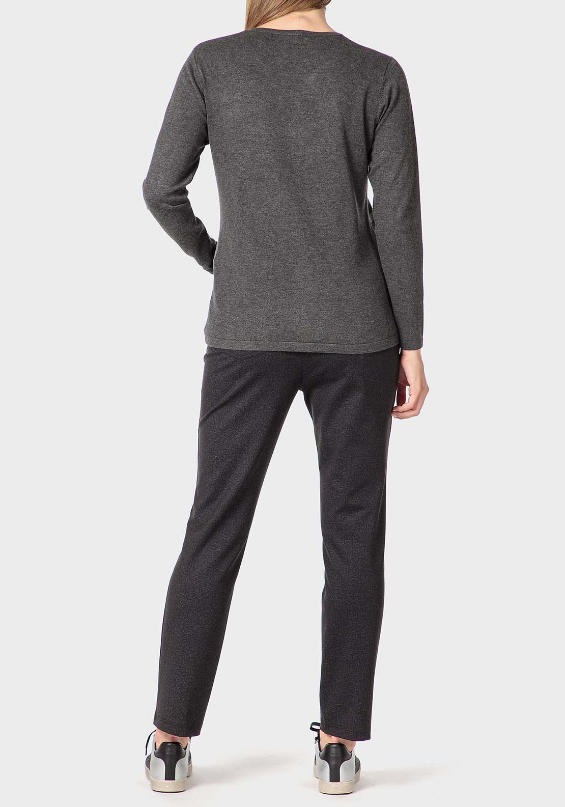 Punt Roma Embroidered Sweater - Grey 4 Shaws Department Stores