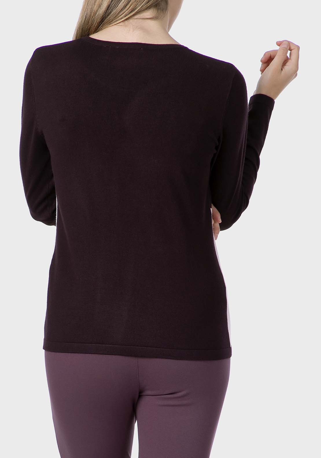 Rhinestone Intarsia Sweater - Purple